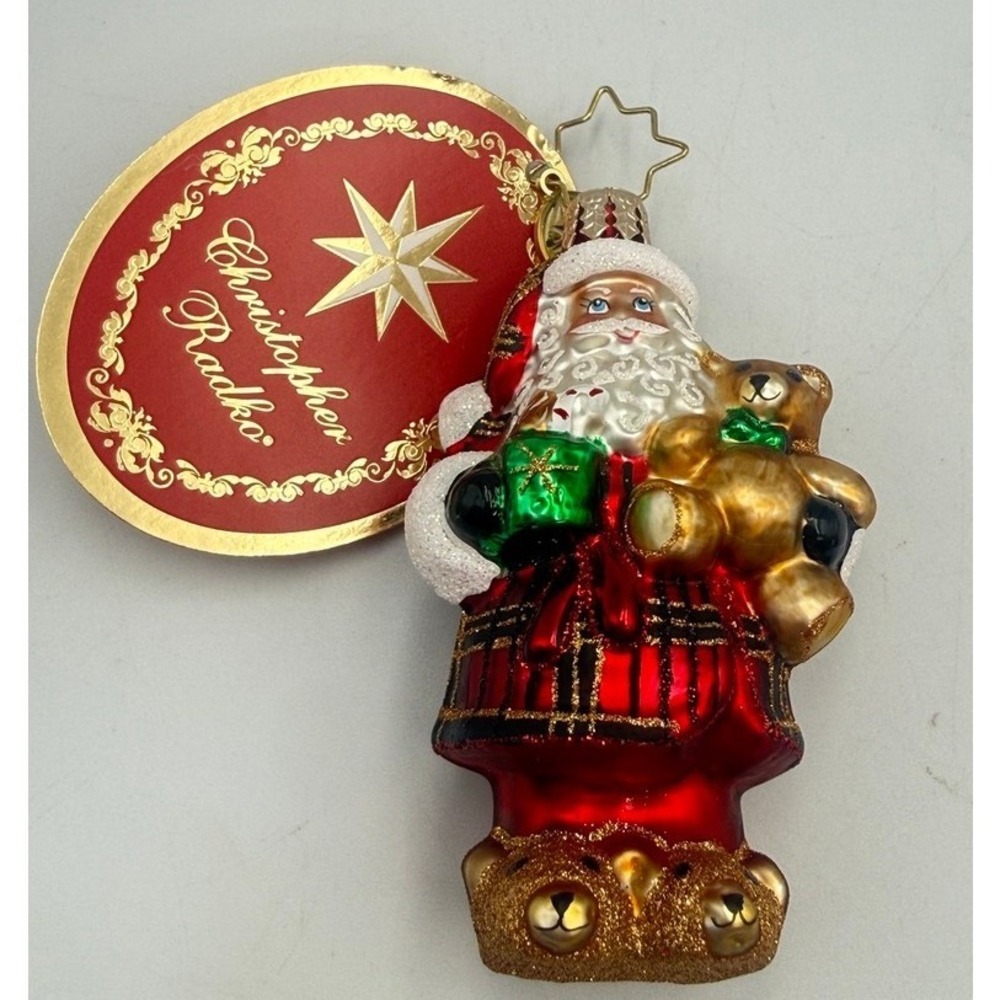 NWT Christopher Radko Santa Christmas Ornament Sweet Slumber Treat Gem Bear 2025